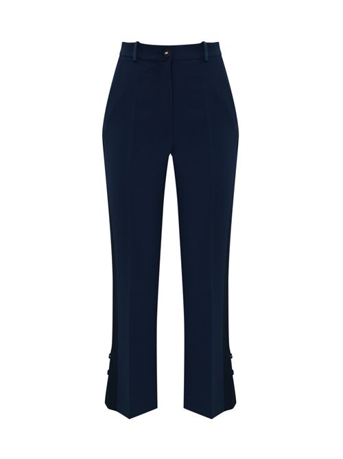 Pantalone smoking in crepe con bande in raso Oltremare Elisabetta Franchi | PA08651E2DC8